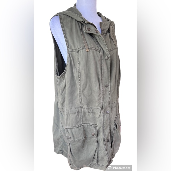 Kenneth Cole Reaction Olive Green Military Hooded Vest - Picture 1 of 12